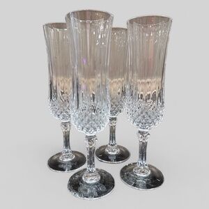 Cristal D'arques Vintage Set of 4 Longchamp Toasting Flutes